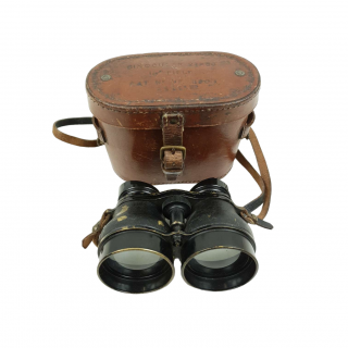 British 2 1/2 X 50 Binoculars And Leather Case