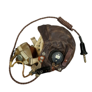 RAF C-type Flying Helmet, 1st Pattern Internally Wired With H-type Oxygen Mask